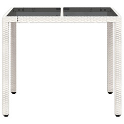 Acheter vidaXL Table de jardin dessus en verre blanc 90x90x75cm résine tressée