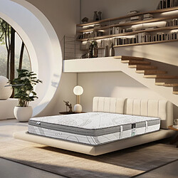 LUXURY LITERIE Matelas 180x200 cm, Pilarsleep, 26cm, mousse mémoire de forme, ferme, indépendance du couchage, face été/hiver