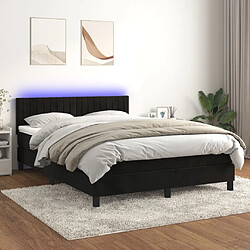 Sommier à lattes et LED,Cadre à lattes de lit avec matelas pour Adulte Noir 140x190 cm -MN81881