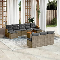 vidaXL Salon de jardin 11 pcs avec coussins gris résine tressée 