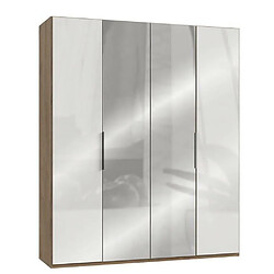 Inside 75 Armoire penderie LISEA 2 portes verre blanc 2 portes miroir 200 x 236 cm HT