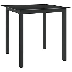 vidaXL Table de jardin Noir 80x80x74 cm Aluminium et verre