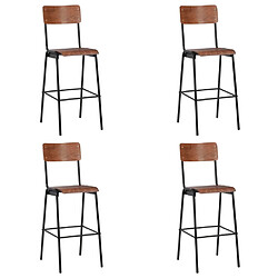 vidaXL Chaises de bar lot de 4 contreplaqué solide et acier 