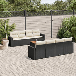 Maison Chic Ensemble Tables et chaises d'extérieur 9 pcs avec coussins,Salon de jardin noir résine tressée -GKD433689