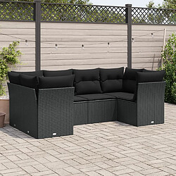 vidaXL Salon de jardin 6 pcs avec coussins noir résine tressée 