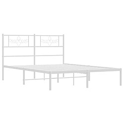 Maison Chic Lit adulte 150x200cm- Cadre de lit métal avec tête de lit pour chambre blanc -MN33122 pas cher