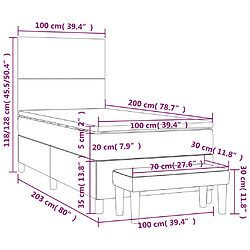 vidaXL Sommier à lattes de lit et matelas Gris clair 100x200cm Velours pas cher