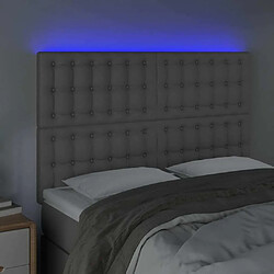 Avis Maison Chic Tête de lit scandinave à LED,meuble de chambre Gris 144x5x118/128 cm Similicuir -MN73537