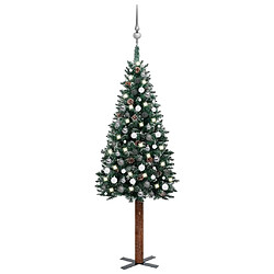 vidaXL Sapin de Noël mince pré-éclairé et boules vert 210 cm 