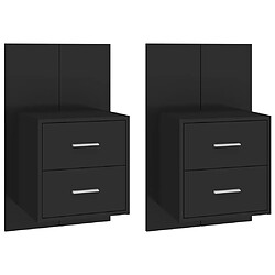 vidaXL Tables de chevet murales 2 pcs Noir