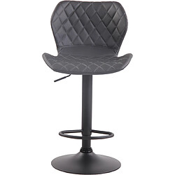 Decoshop26 Lot de 2 tabourets de bar avec coutures décoratives en forme de losanges en PVC gris et métal noir 10_0004107