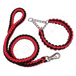 Universal Longueur 1.2m corde à double chaîne grand chien traction métal P boutonnage couleur nationale pet traction corde housse - grand chien ensemble (rouge)