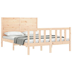 Acheter Maison Chic Cadre/structure de lit avec tête de lit pour adulte - Lit Moderne Chambre 140x190 cm bois massif -MN69594