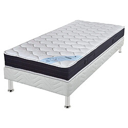 Ebac Matelas + sommier tapissier 90x190 Ressorts - Rubis - Soutien très ferme - Blanc