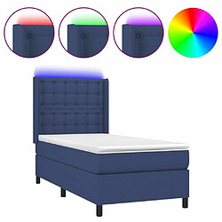 Sommier à lattes,Cadre à lattes de lit pour Adulte matelas et LED Bleu 100x200 cm Tissu -MN47279