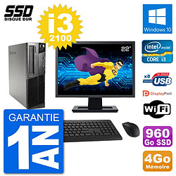 PC Lenovo M91p SFF Ecran 22" Intel i3-2100 RAM 4Go SSD 960Go Windows 10 Wifi · Occasion 