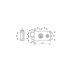 Serrure de grille horizontale 4 gorges 140x82 THIRARD Gauche - Zingué bichro C6 - 002123