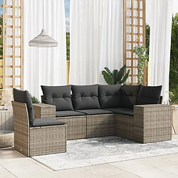 vidaXL Salon de jardin 5 pcs avec coussins gris résine tressée 