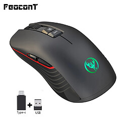 Universal Souris sans fil noire 3600 ppp rechargeable souris silencieuse avec adaptateur type C USB PC portable Apple Gamer Games