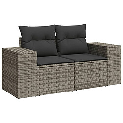 Acheter vidaXL Salon de jardin 4 pcs avec coussins gris résine tressée