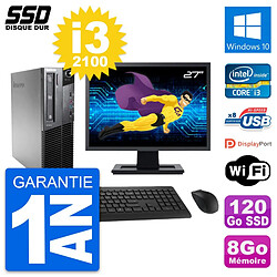 PC Lenovo M81 SFF Ecran 27" Intel Core i3-2100 RAM 8Go SSD 120Go Windows 10 Wifi · Occasion 