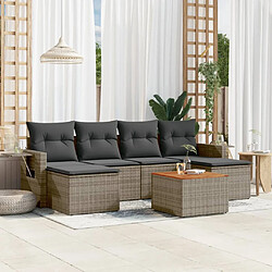 vidaXL Salon de jardin avec coussins 7 pcs gris résine tressée