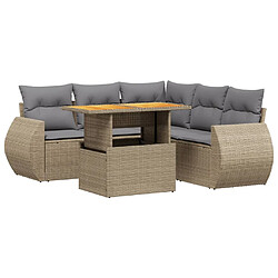 vidaXL Salon de jardin avec coussins 6 pcs beige résine tressée