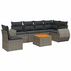 vidaXL Salon de jardin avec coussins 7 pcs gris résine tressée