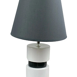 Corep Grande lampe a poser ceramique blanc et noir et abat jour gris