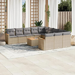 Maison Chic Salon de jardin avec coussins 12 pcs | Ensemble de Table et chaises | Mobilier d'Extérieur beige résine tressée -GKD44370