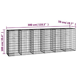 vidaXL Mur en gabion avec couvercles Acier galvanisé 300 x 50 x 100 cm pas cher