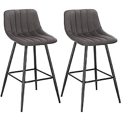 Helloshop26 Lot de 2 tabourets de bar design avec repose-pieds gris foncé 19_0000236 