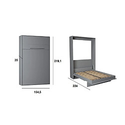 Avis Inside 75 Armoire lit escamotable KOMPACT Ouverture assistée, coloris gris couchage 140*200 cm.