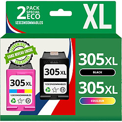 123Consommables Pack compatible avec HP 305XL SANS NIVEAU ENCRE noir et couleur 