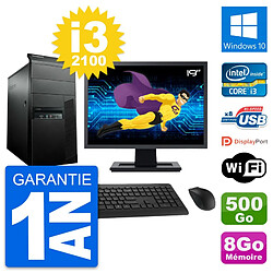 PC Tour Lenovo M91p Ecran 19" Intel i3-2100 RAM 8Go Disque 500Go Windows 10 Wifi · Occasion 