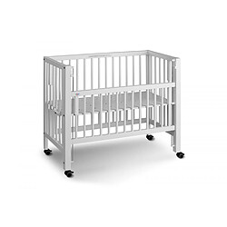 TISSI Lit bébé à barreaux cododo Maxi Boxspring en hêtre massif blanc 50x90 cm 