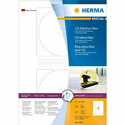 Elysees Paris Herma 4460 Étiquettes maxi pour CD diamètre 116 A4 200 pièces Blanc 