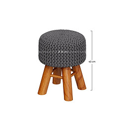 Rendez Vous Deco Petit tabouret tricot Lisa gris foncé