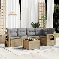 vidaXL Salon de jardin avec coussins 6 pcs beige résine tressée 