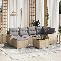 vidaXL Salon de jardin avec coussins 7 pcs beige résine tressée 