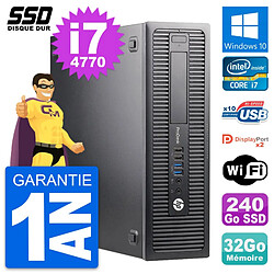 PC HP ProDesk 600 G1 SFF Intel Core i7-4770 RAM 32Go SSD 240Go Windows 10 Wifi - Occasion