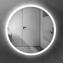 Mirroir de salle de bainF70cm Miroir Rond AICA Miroir salle bain F70 cm - Commutateur effleurement, Antibuée, Lumière Blanc du jour 6000K