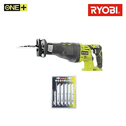 Pack RYOBI Scie sabre 18V OnePlus R18RS-0 - 6 lames OnePlus universelles bois et métal RAK06RB