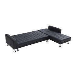 Vente-Unique Canapé d'angle convertible et réversible en simili noir WILLIS II pas cher