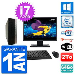 PC HP 600 G3 SFF Ecran 27" Intel i7-6700 RAM 64Go Disque Dur 2To Windows 10 Wifi · Occasion 