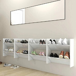 Avis Maison Chic Lot de 4 Armoire à Chaussures murales,Meuble de Rangement à Chaussures Blanc brillant 60x18x60 cm -MN82052