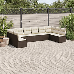 Maison Chic Salon de jardin 10 pcs avec coussins, Ensemble Tables et chaises d'extérieur marron résine tressée -GKD250385