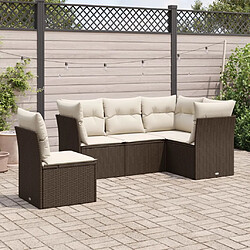 vidaXL Salon de jardin avec coussins 5 pcs marron résine tressée 