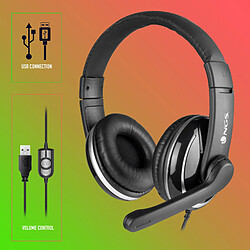 Avis casque micro stéréo avec une connexion USB pour PC fixes ou portable NGS VOX800 USB, microphone flexible, commandes intégrée MUTE, VOL+ & VOL CONTROLS