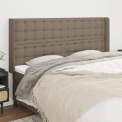 Maison Chic Tête de lit scandinave avec oreilles,meuble de chambre Taupe 163x16x118/128 cm Tissu -MN86260